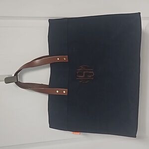 CB Station Navy Blue Canvas & Leather Market Tote - Brown Monogram “MSM"